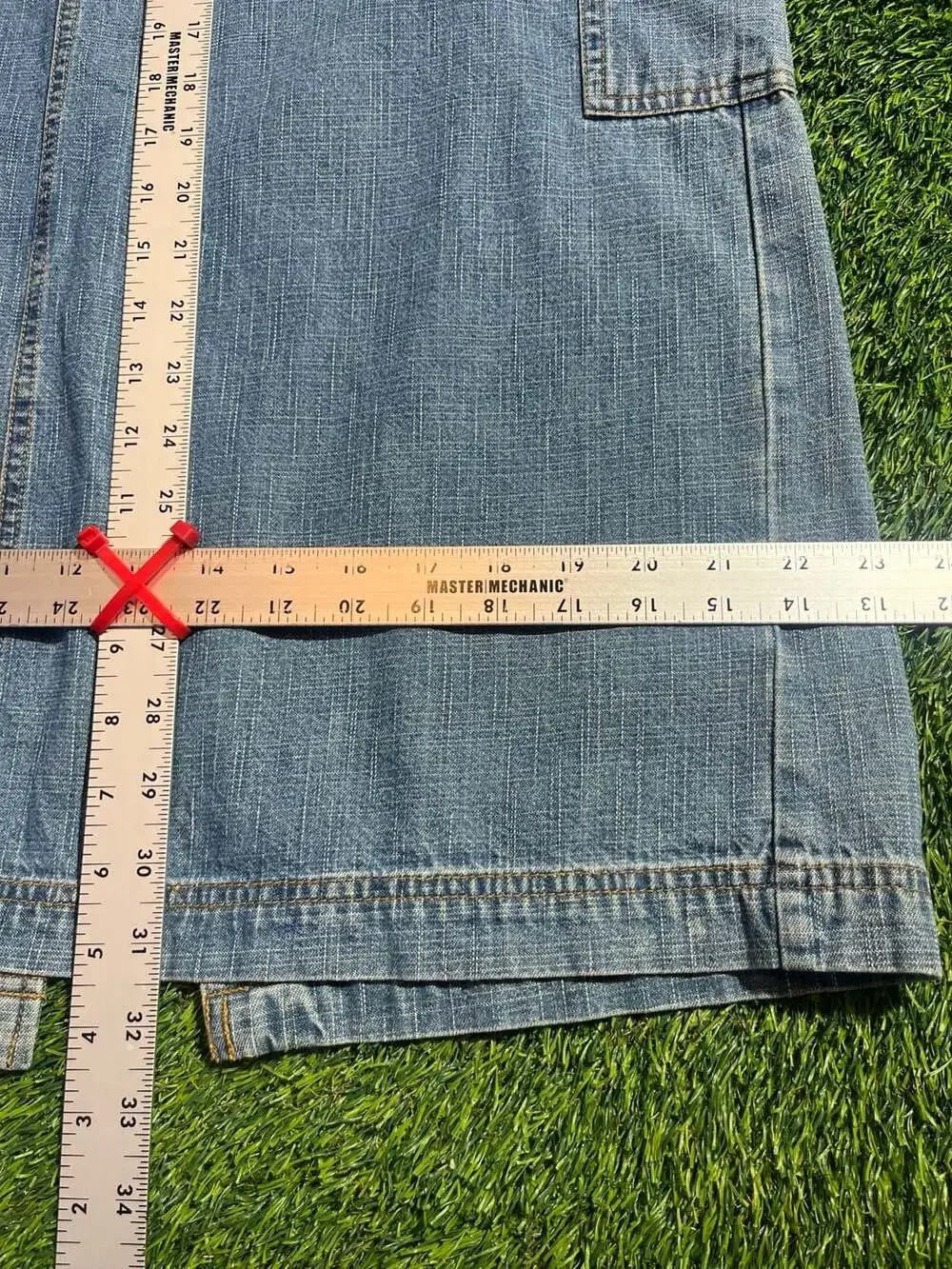 White Stag Denim Skirt Size 12 Petite Blue Light Stonewash Cargo Y2K